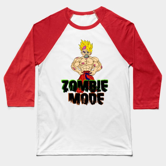 Zombie Goku with Black writing Baseball T-Shirt by Madness Within